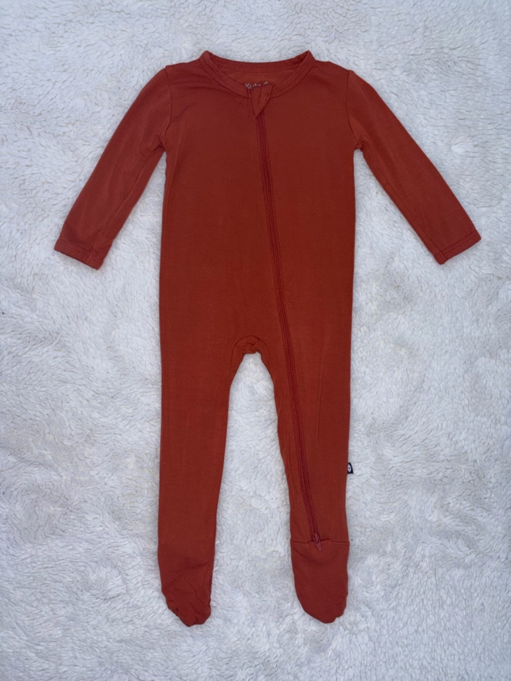 Kyte Baby Unisex Boy Girl 6-12m Zippered Non-Slip Footie Sleeper Rust Bamboo